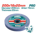 Rueda abrasiva circular. Grano 80. Tamaño: 200x16x20mm.