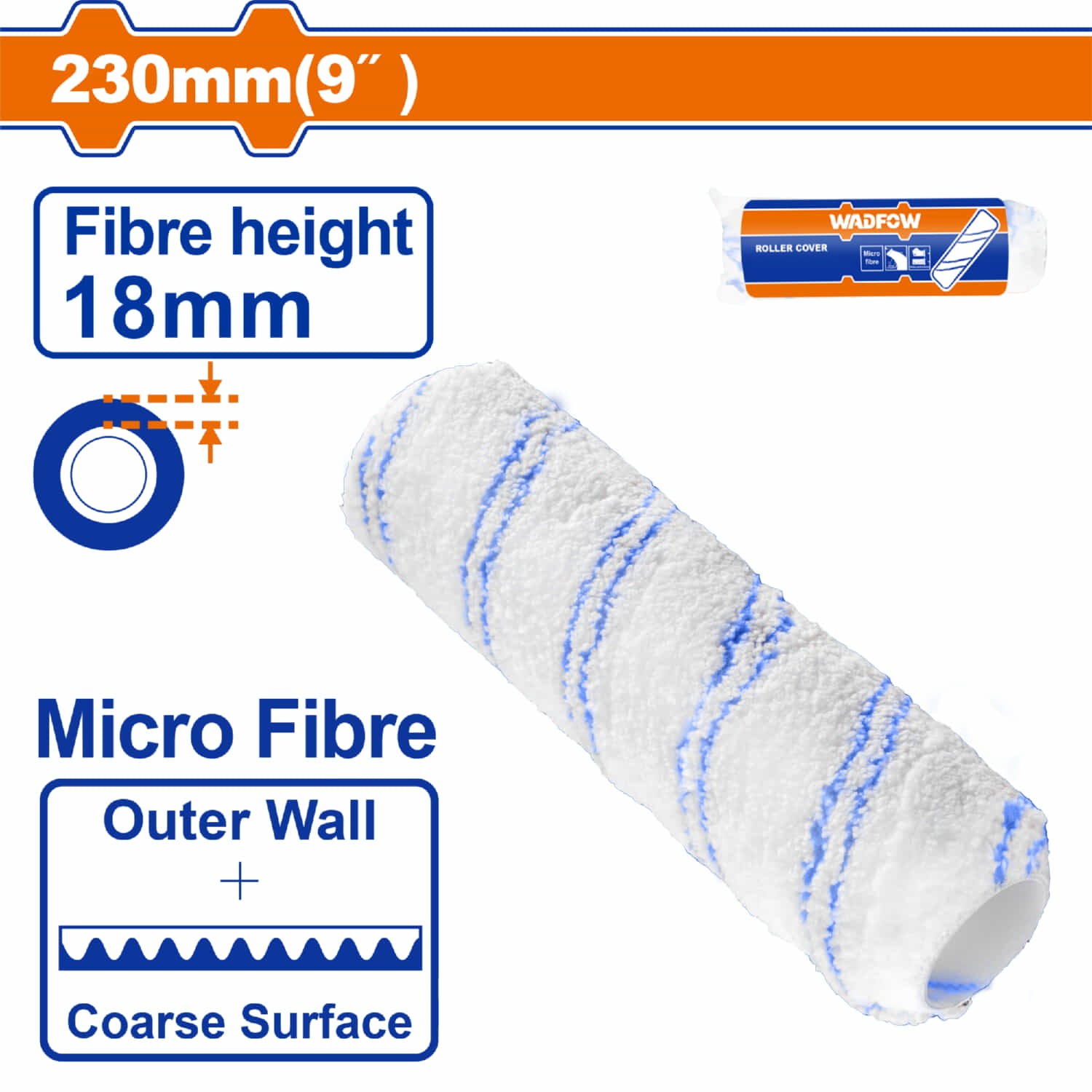 Rodillo de pintar 9" Paredes exteriores Alt fibra 18mm. Microfibra. Ideal para paredes exteriores.