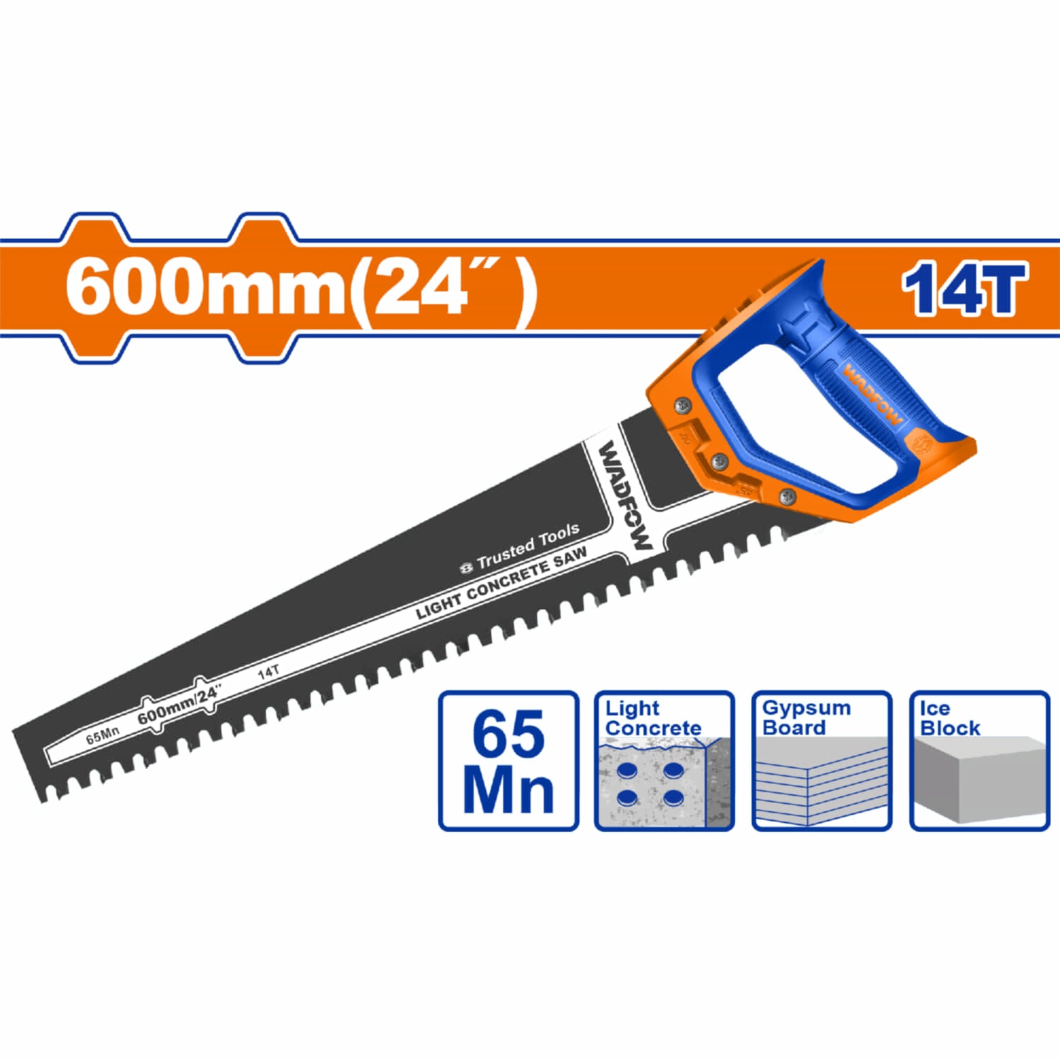 Serucho Sierra para Concreto Liviano de 24". 65MN. De 14 dientes de acero de tungsteno. Serrucho