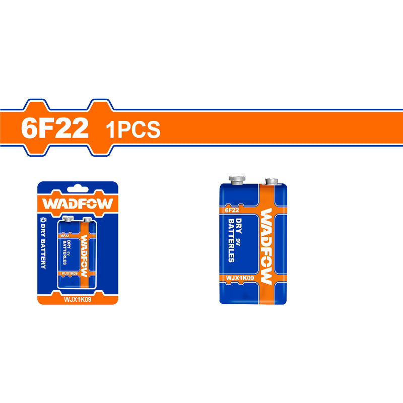Batería 6F22. Voltaje nominal: 9V. Cubierta de PVC. Duración 3 años. 1 pieza.
