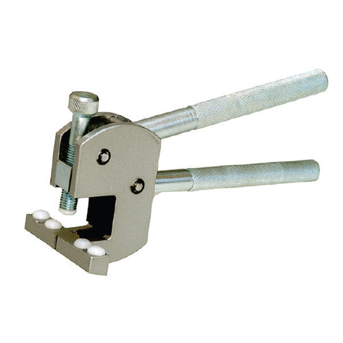 Pinza para abrir cortes en vidrios en forma L..