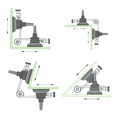 Herramienta de montaje de vidrio multiangular entre 60°-240°