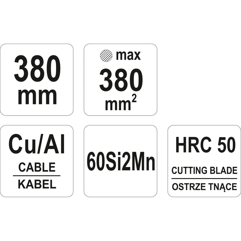 Cortador de cable trinquete, cortadores alambre eléctrico. Max  380MM2 CU / AL