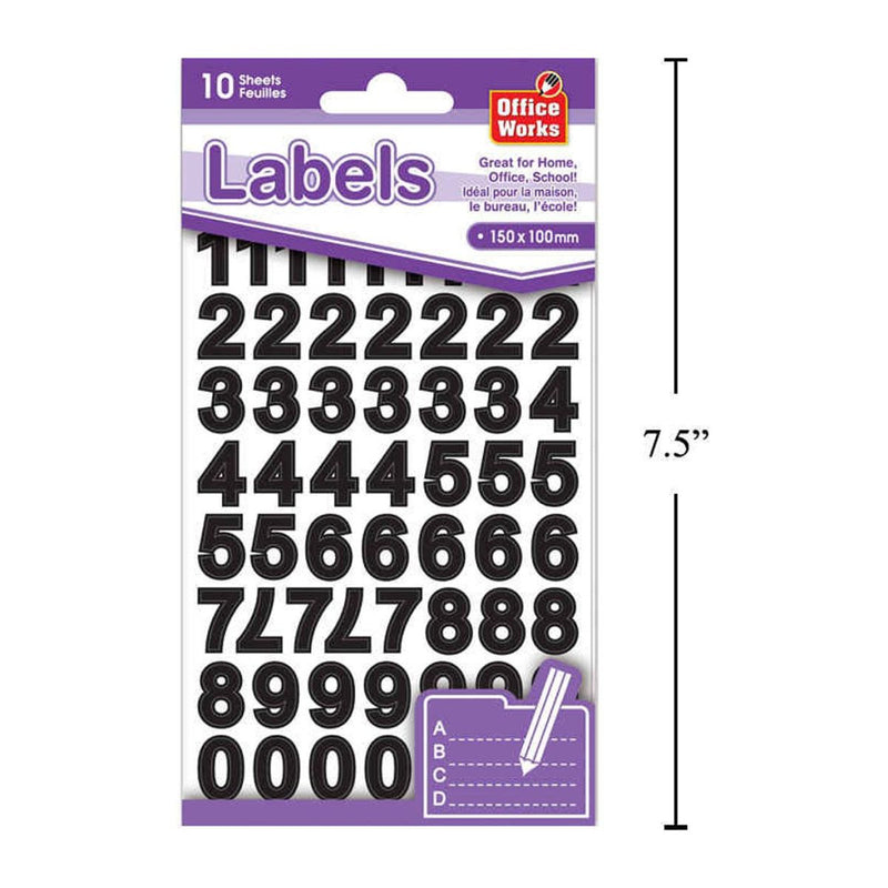 Etiquetas stickers adhesivos de numeros 10 pzas