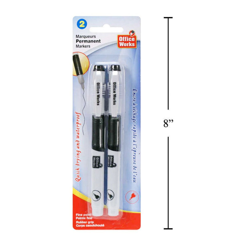 Marcador permanente de 2 piezas, punta fina, negro
