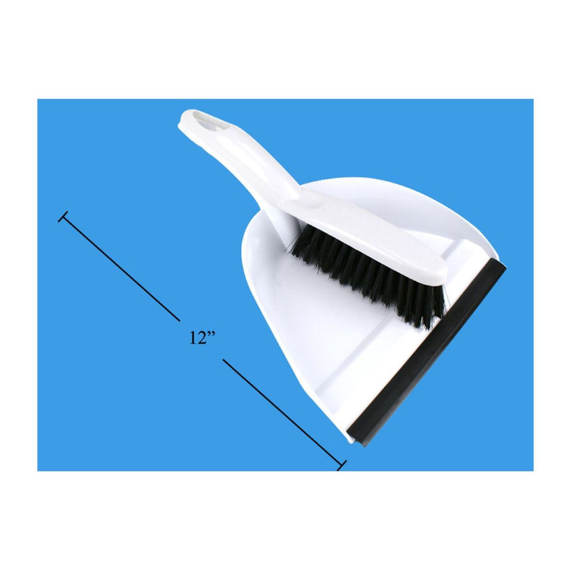 H.E. Recogedor y cepillo, blanco, etiqueta