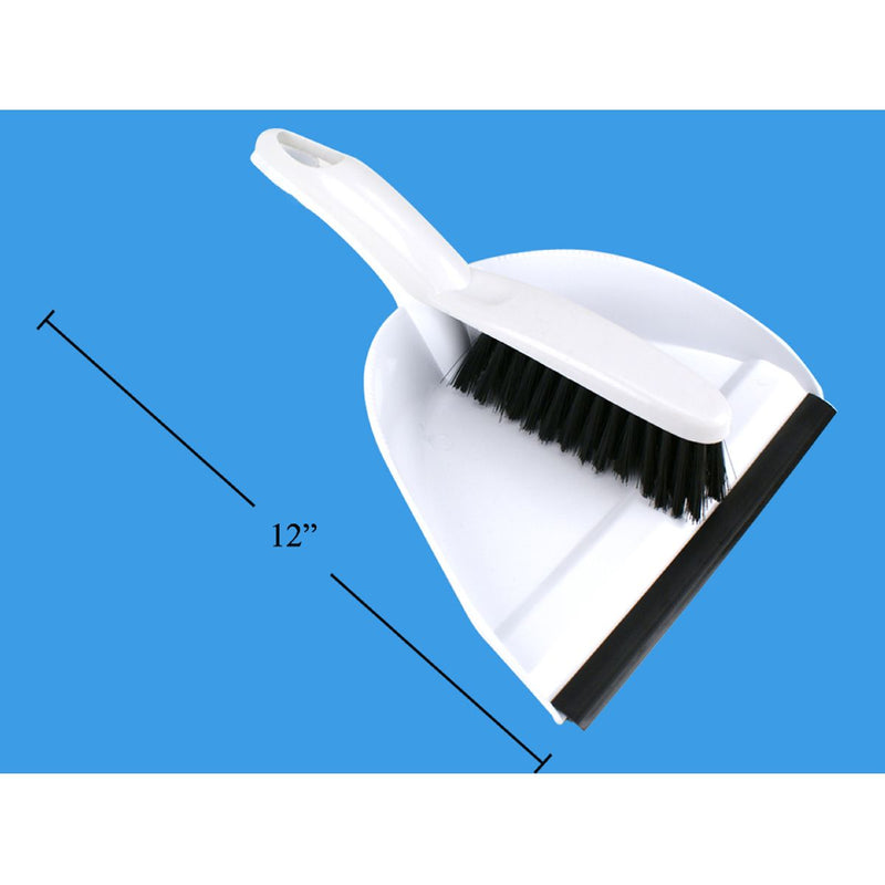 H.E. Recogedor y cepillo, blanco, etiqueta