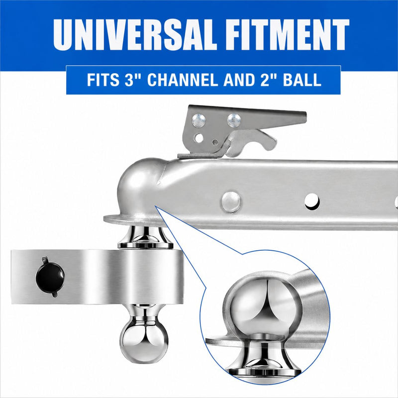 Acoplador para Remolque Universal 2 Pulgadas con Cierre Ajustable. Enganche de Acero Galvanizado para bola de enganche.