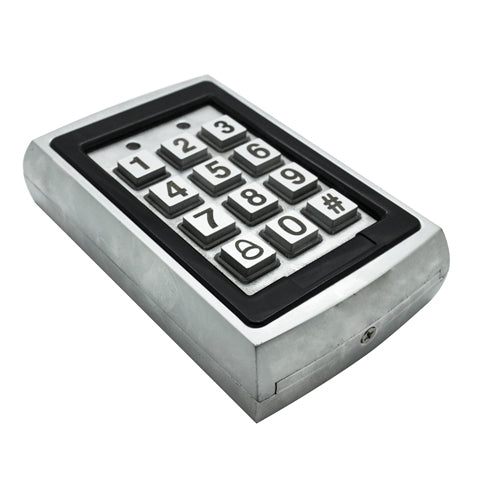 Panel de control de acceso con codigo. En acero Inoxidable para exteriores.