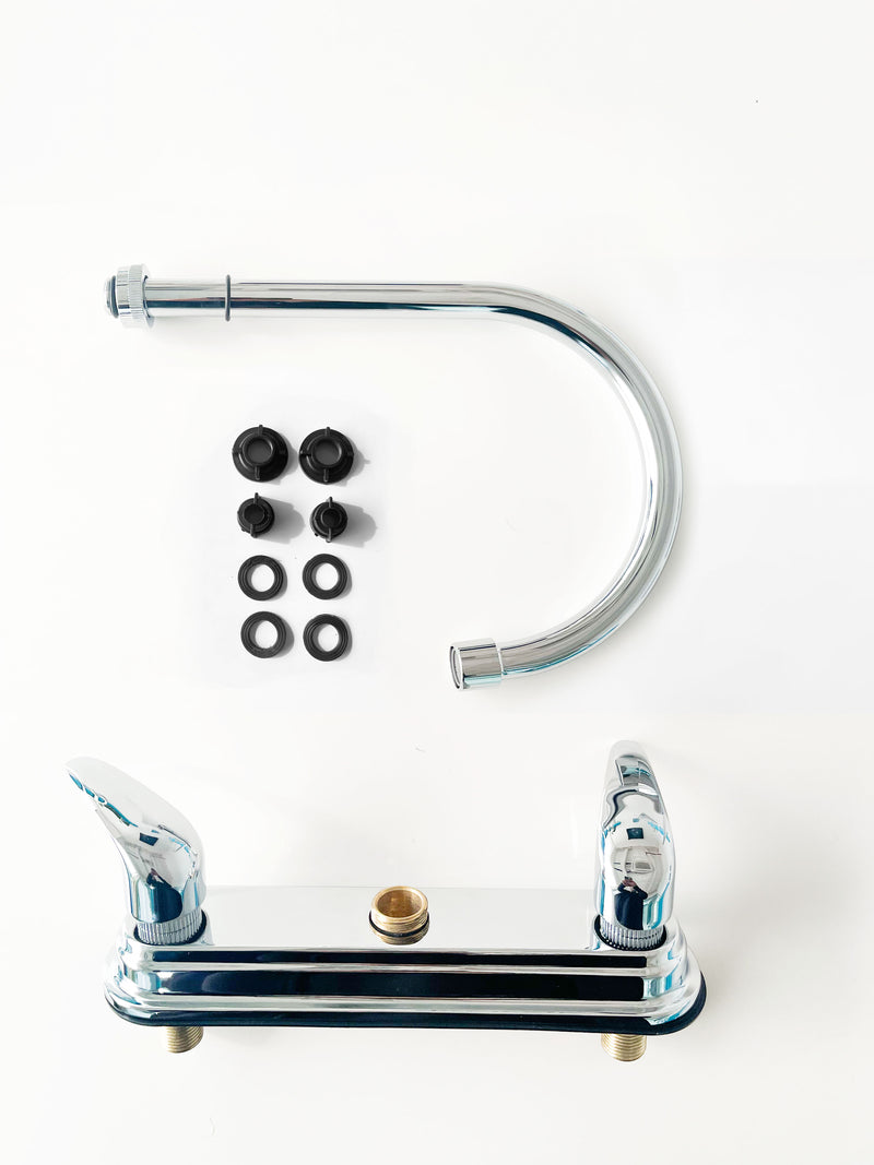 Grifo de fregador rigido 8" Mezclador con 2 manerales. NESSATI