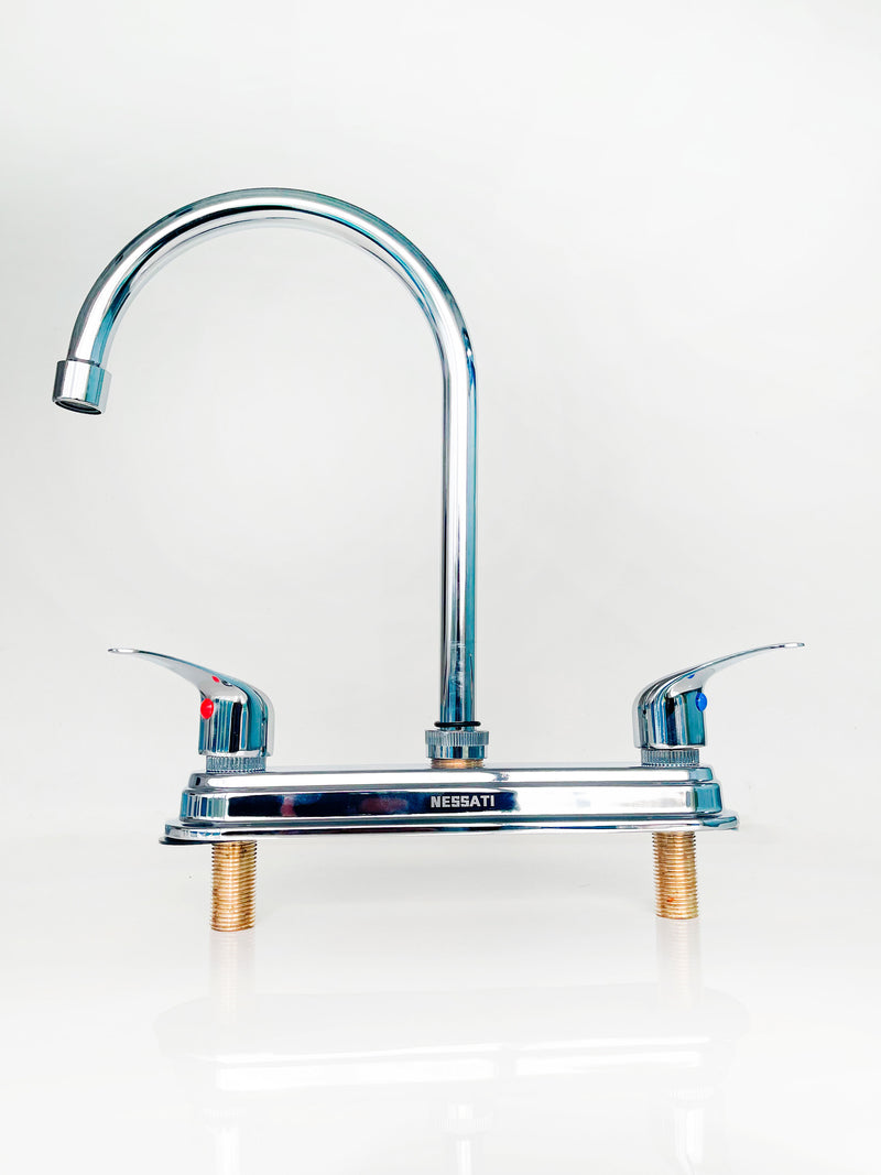 Grifo de fregador rigido 8" Mezclador con 2 manerales. NESSATI