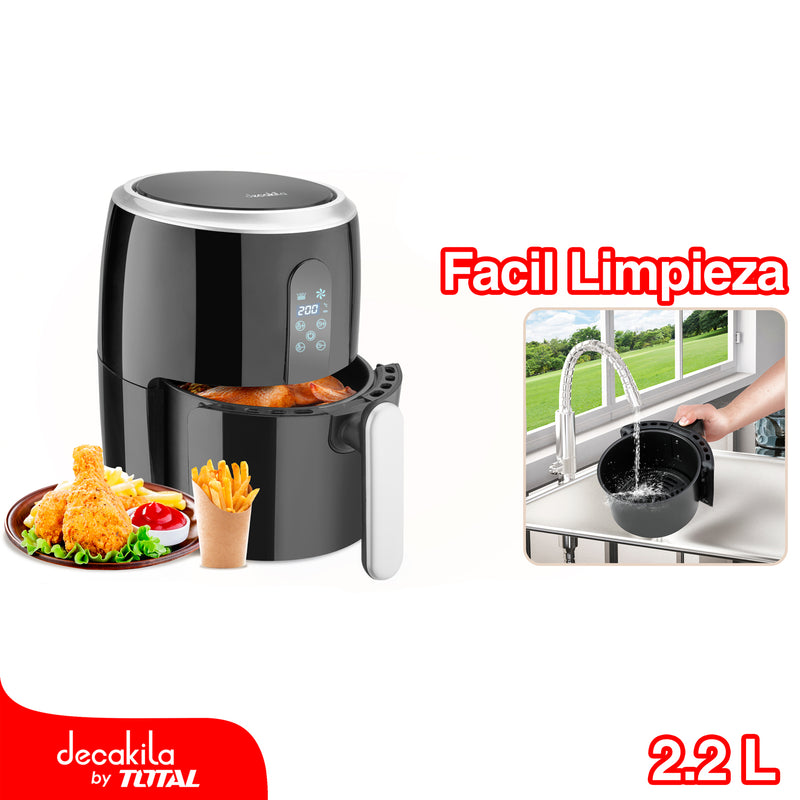 Air Fryer Freidora de aire 2.2L. 1000W. 120V/60Hz. Olla antiadherente. Temporizador.