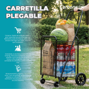 Carrito Plegable de Compras con Ruedas Grandes y Canasta Reforzada 71L Carretilla Multiusos. Trolley