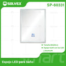 Espejo LED Rectangular 80x60 cm con Luz LED de 3 Tonos, Botón Táctil, Función Antiempañante y Bocina Bluetooth Integrada.