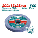 Rueda abrasiva circular. Grano 60. Tamaño: 200x16x25mm.