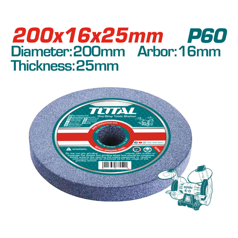 Rueda abrasiva circular. Grano 60. Tamaño: 200x16x25mm.