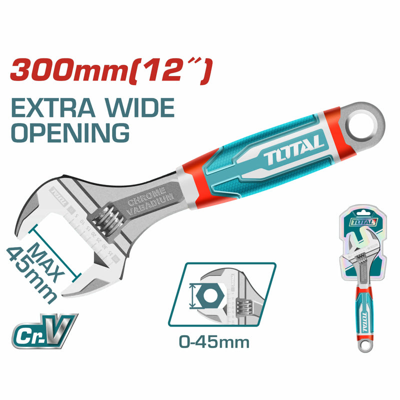 Llave inglesa ajustable 300mm/12 " Cr-V ajustable 0-41 mm