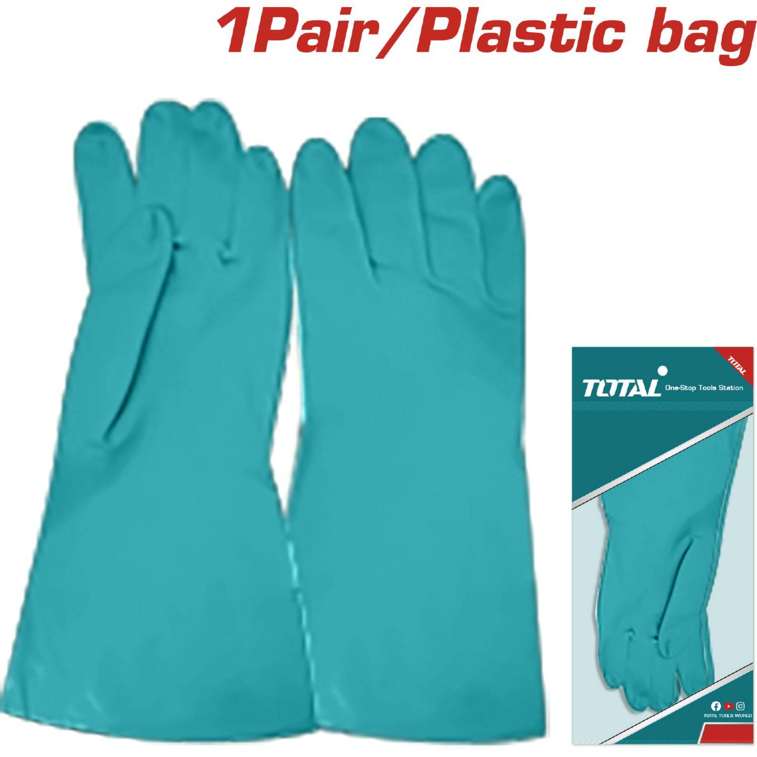 Guantes De Nitrilo Extendido De Seguridad Verde. Multipropósito. Talla L.(Par)