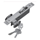 Cerradura de gancho para perfil angosto, con placa aluminio, doble cilindro ovalado con 3 llaves. Co