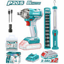 Llave de Impacto sin escobillas 20V 300Nm 3300 bpm y Lámpara de trabajo 3.5W. Incluye Batería cargador y cable USB. Pocas Unidades. Combo Total