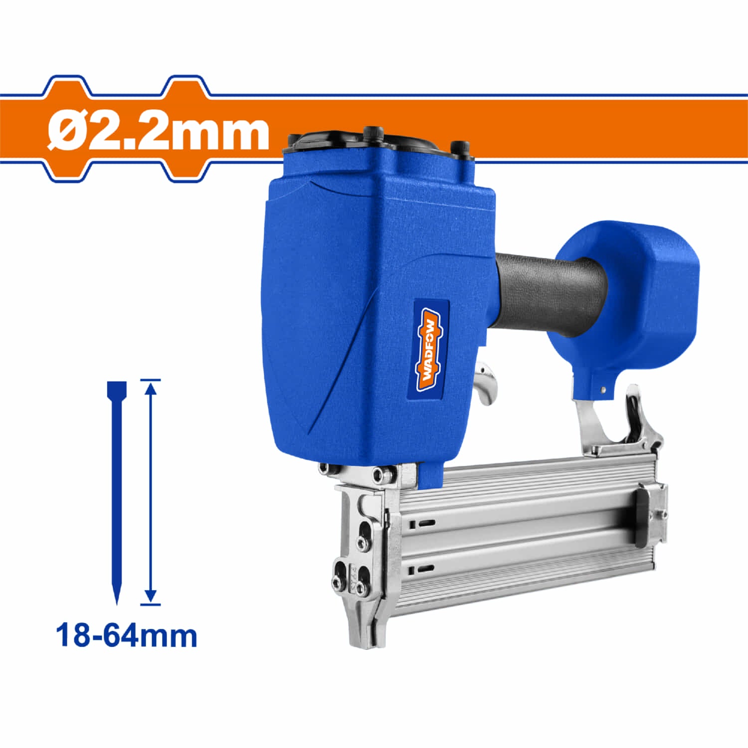 Pistola de clavos neumática para concreto 18-64mm Carga 70 piezas. Sin enchufe rápido.