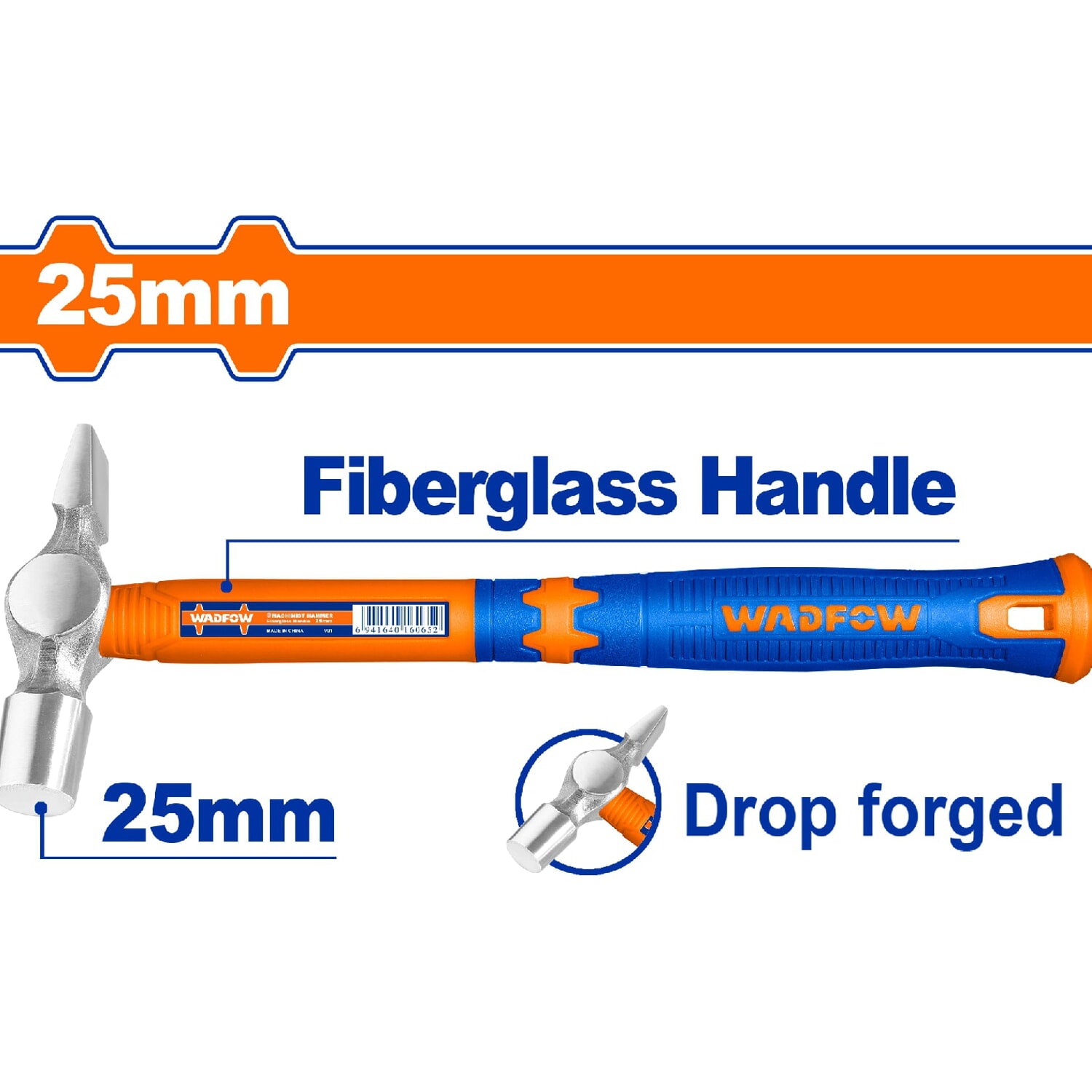 Martillo de Cincel en Cruz 25mm. Tratamiento térmico. Acero al carbono #45. Cabeza forjada.