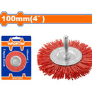 Cepillo de Nylon copa circular para taladro con vástago de 100mm. Long. Cable:10mm