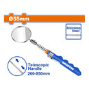 Espejo de Inspección Telescópica. Long: 260mm-850mm. Mango de PVC. Acero Inoxidable.