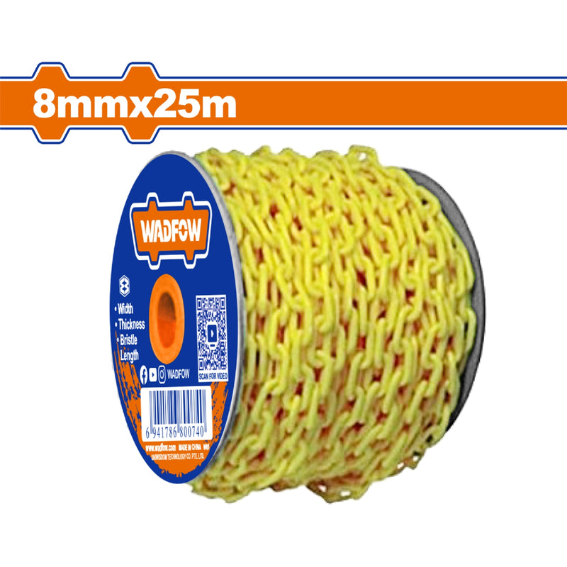 Cadena Plástica color Amarillo. 8mmx25mm. Long.25m.