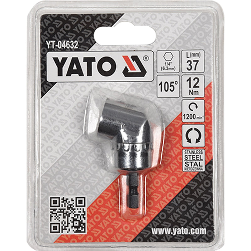 Adaptador de angulo 90 grados para puntas destornillador 1/4" 37mm largo