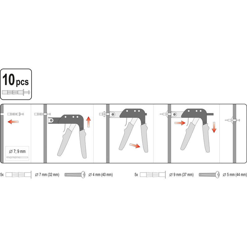 Herramienta fijación tacos de expansión para paredes huecas como gypsum