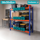 Estantería Metálica Industrial de 3 Niveles (200x200x60cm).  Estante Rack de almacenamiento Reforzado con Capacidad total de 900Kg.