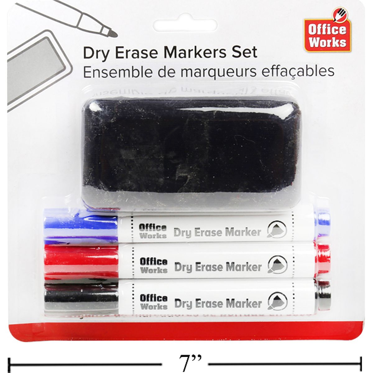 Juego de marcadores de borrado en seco para pizarras de 4 piezas, 3 colores, rojo / azul / negro