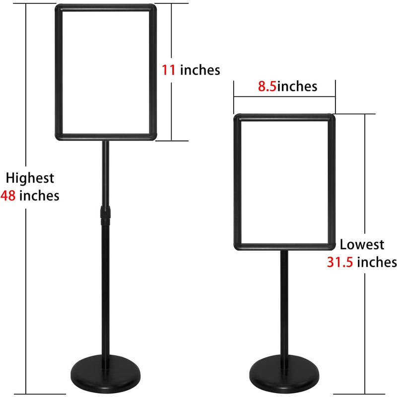 Letrero poste de piso, aviso de pedestal de suelo 8.5x11 pulgadas, color negro