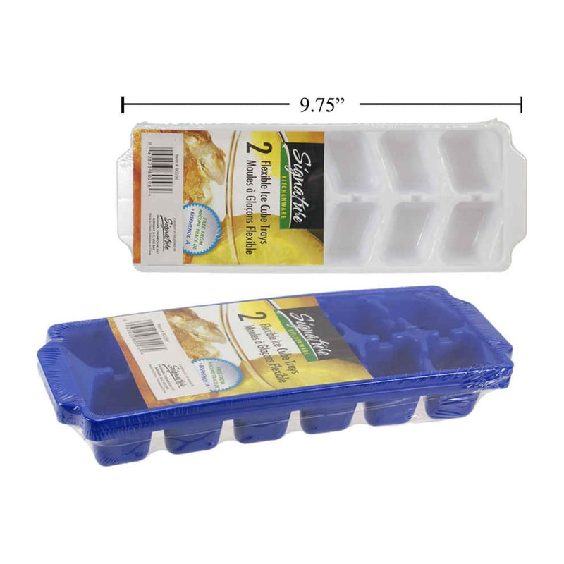 Bandejas flexibles para cubitos de hielo 10x3.5x1.5 " (2pzas)(Viene en colores variados al azar)