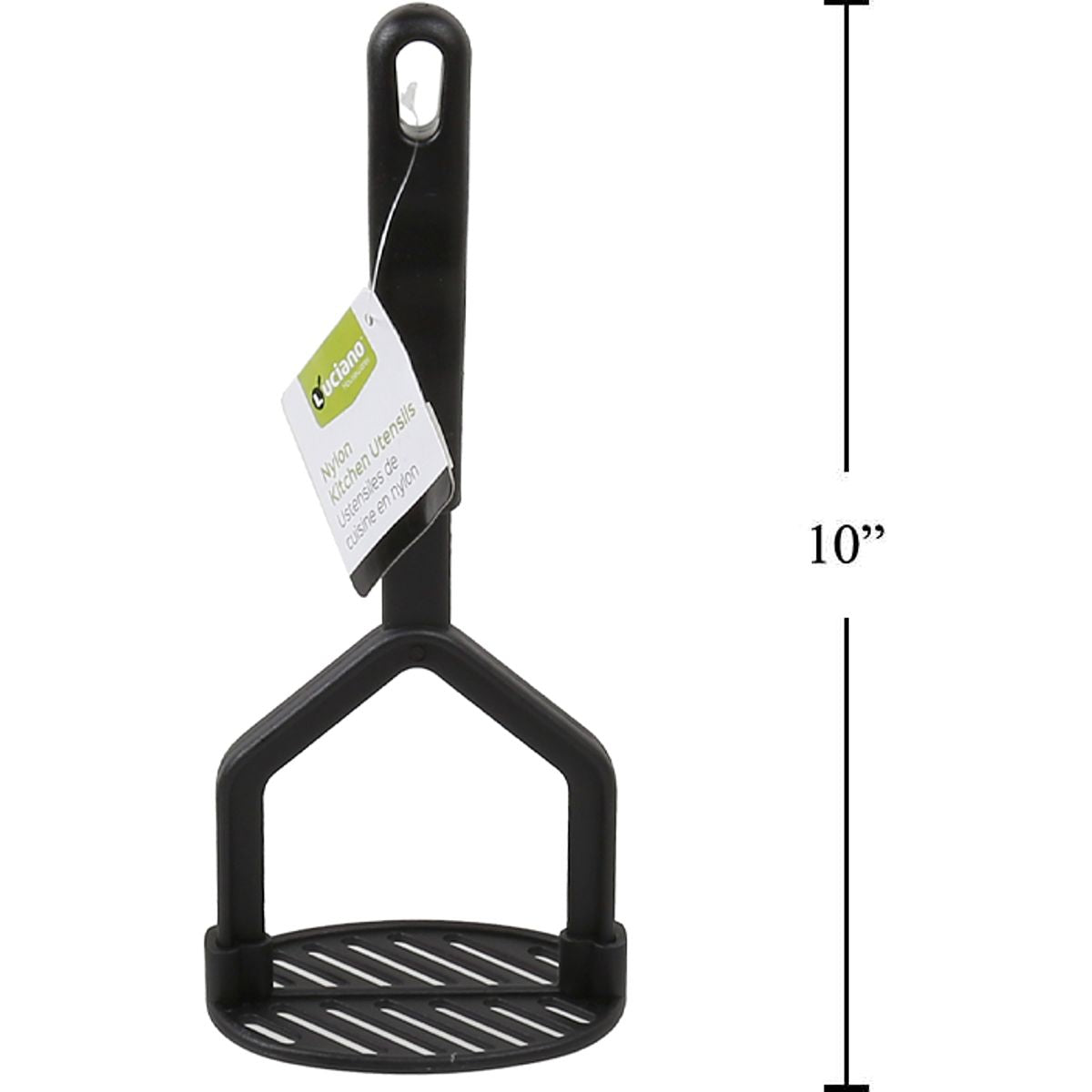 Machacador de papas de nailon Luciano, etiqueta