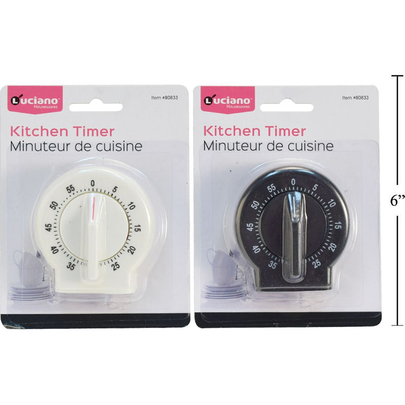 Temporizador de cocina de plástico Luciano, 3 "W  (1pza) (Viene en colores variados al azar)