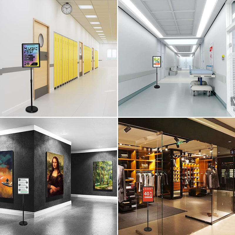 Letrero poste de piso, aviso de pedestal de suelo 8.5x11 pulgadas, color negro