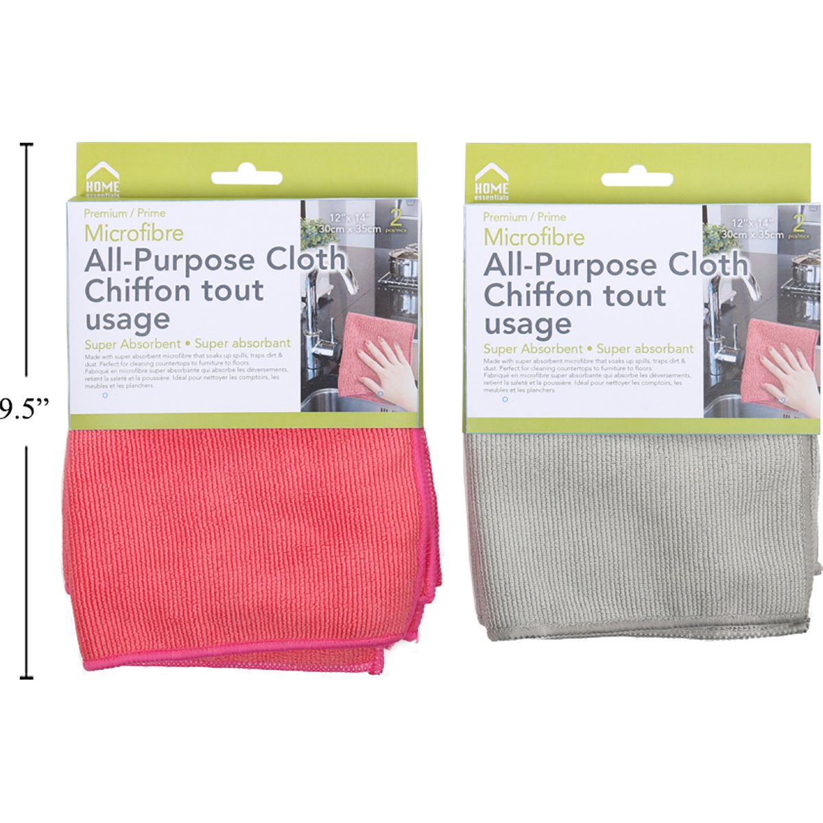 Paño de microfibra premium de 2 piezas 30cm x 35cm (Viene en colores variados al azar)