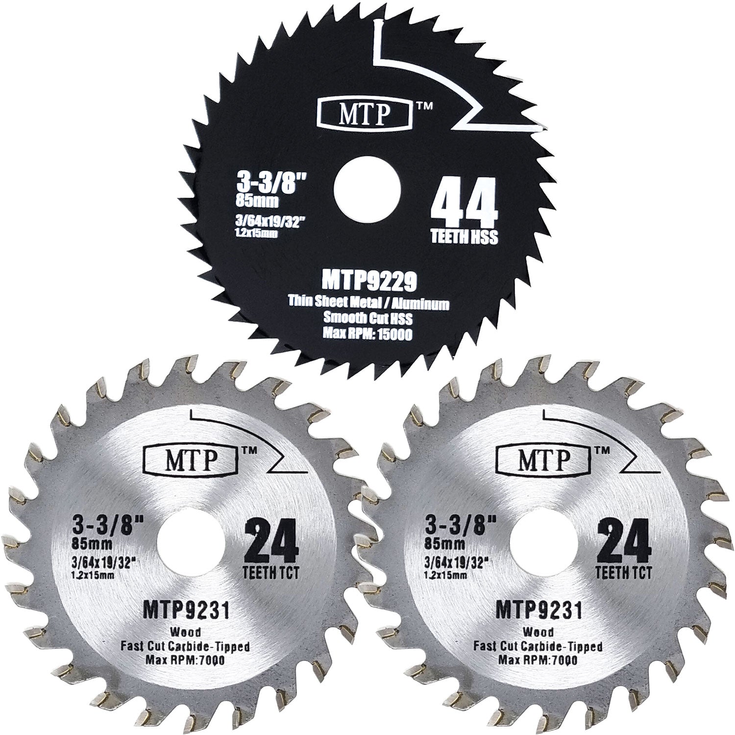 Cuchilla hoja de repuesto para mini sierra circular 3-3/8”. (3 Und)