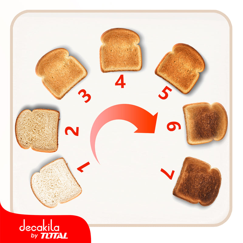 Tostadora de 4 rebanadas. 1400W. Voltaje: 120V/60Hz. Ranura 4 cortes.