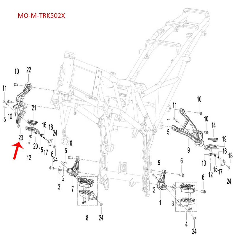 Posapie trasero derecho (TNT135 / LEONCINO250 / TNT25 / TRK251 / TRK502X)