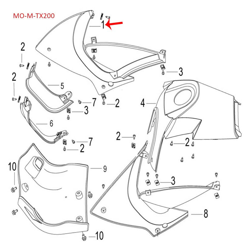 Covertor decorativo derecho del tanque (TX200)