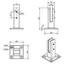 Soporte para barandas color negro (sin perforacion en vidrios)