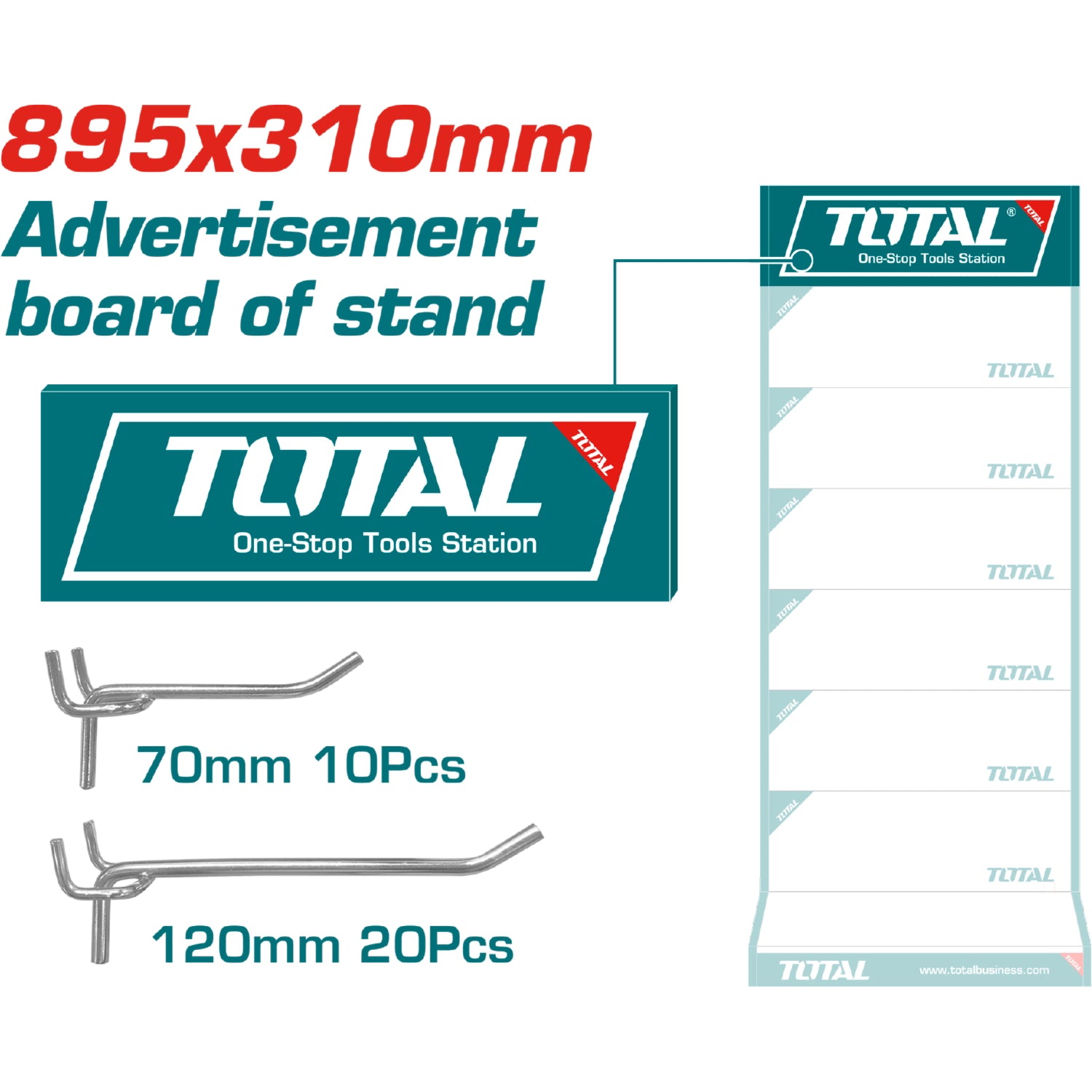 Tablero de Anuncios para Exhibidor TOTAL 895 mm x 300 mm