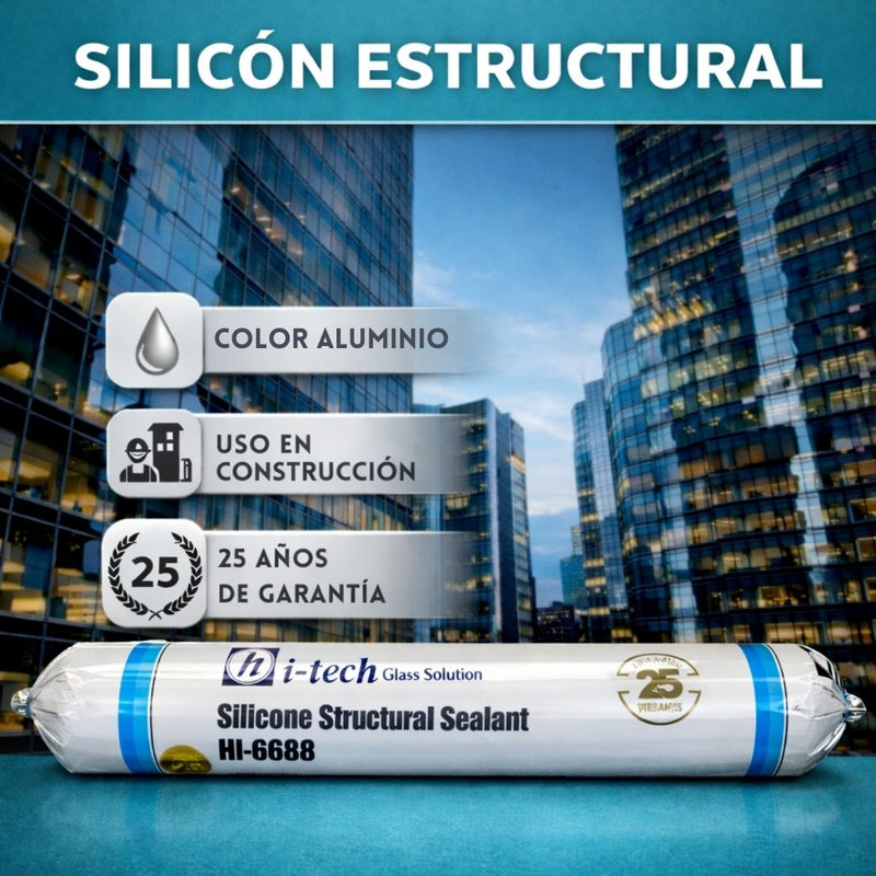Silicon estructural color aluminio salchichas 600ml. 25 años de garantia (unidad 1 pza)
