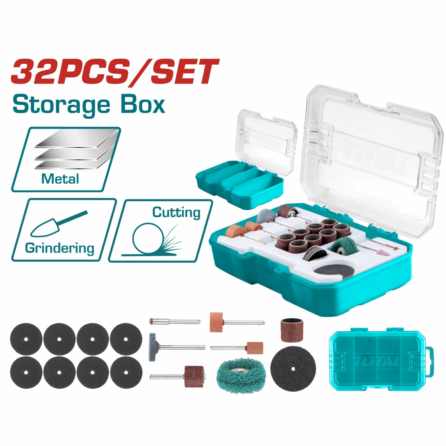 Accesorios para Mototool Set de 32 Piezas (Corte, mandril, discos de lijado)