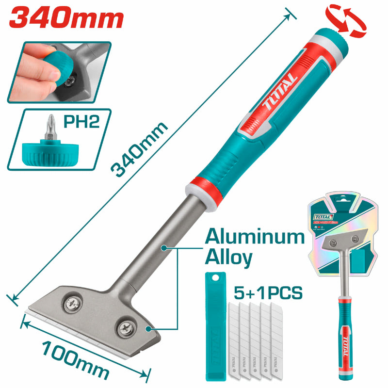 Raspador con placa de cuchilla 340mm. Incluye 6 hojas de cuchillo SK5
