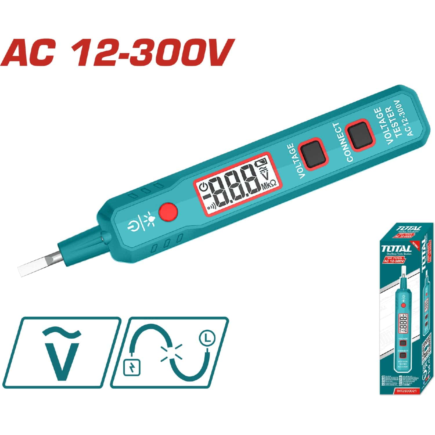 Medidor Probador De Voltaje De Lápiz AC 12-300V. LCD.