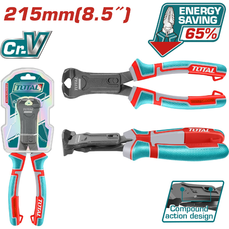 Alicate de corte final acción compuesta 8.5"/215mm Cr-V. 65% ahorro de energía. Mango ergonómico.